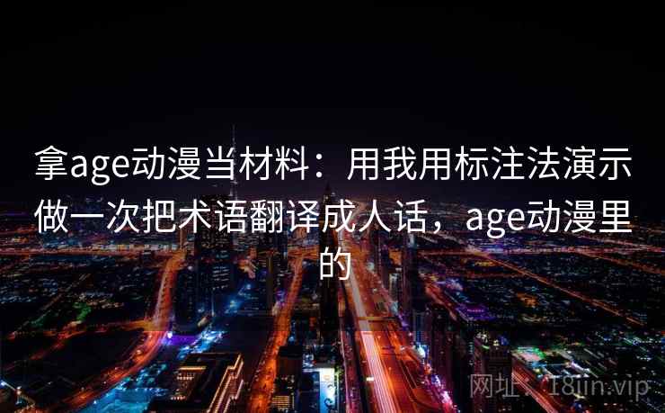 拿age动漫当材料：用我用标注法演示做一次把术语翻译成人话，age动漫里的
